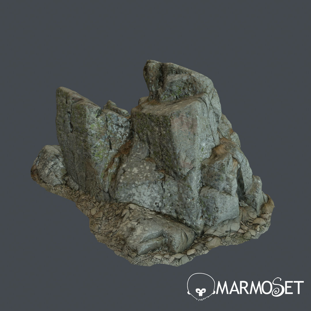 3d scanned rock cliff C Low-poly 3D model_5