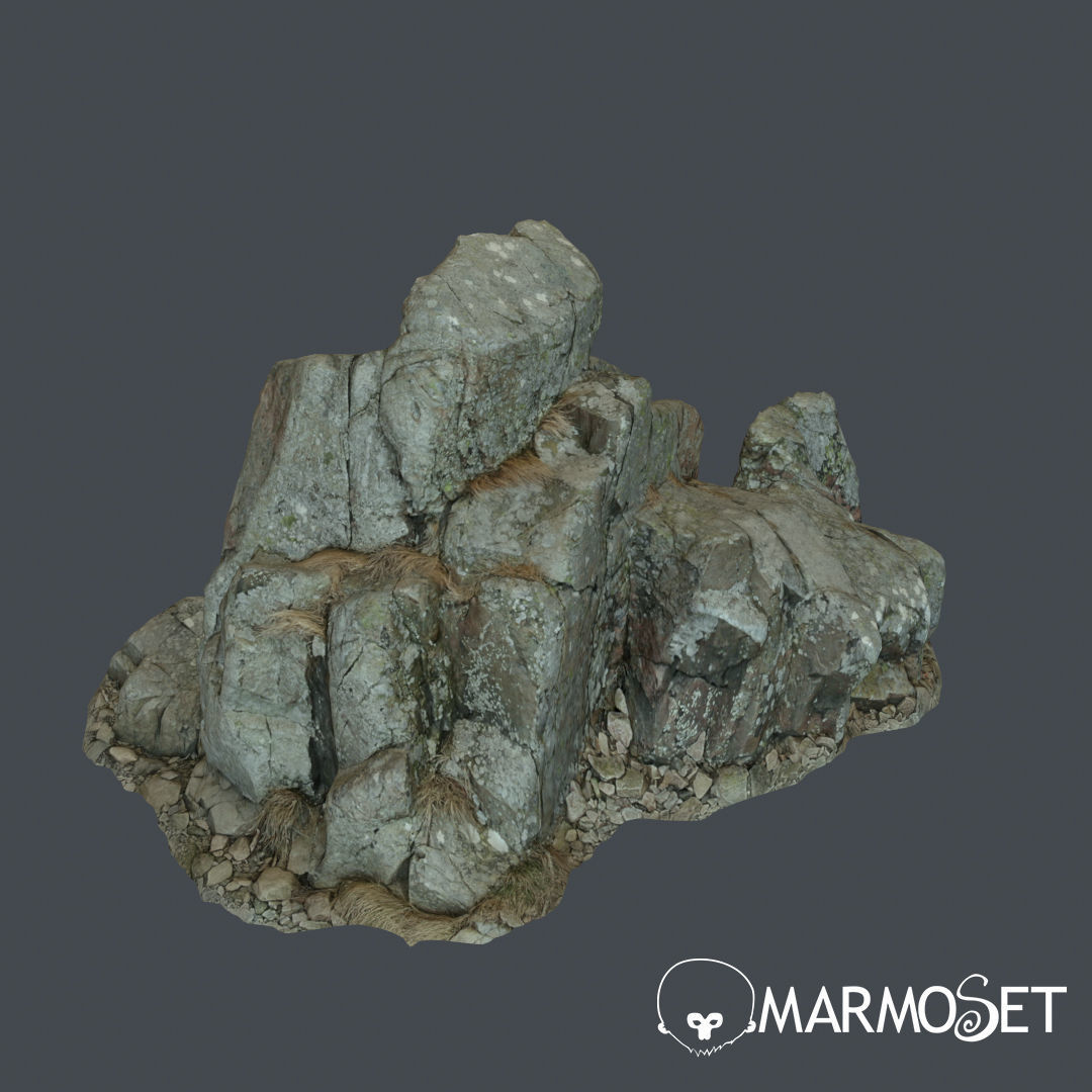 3d scanned rock cliff C Low-poly 3D model_1