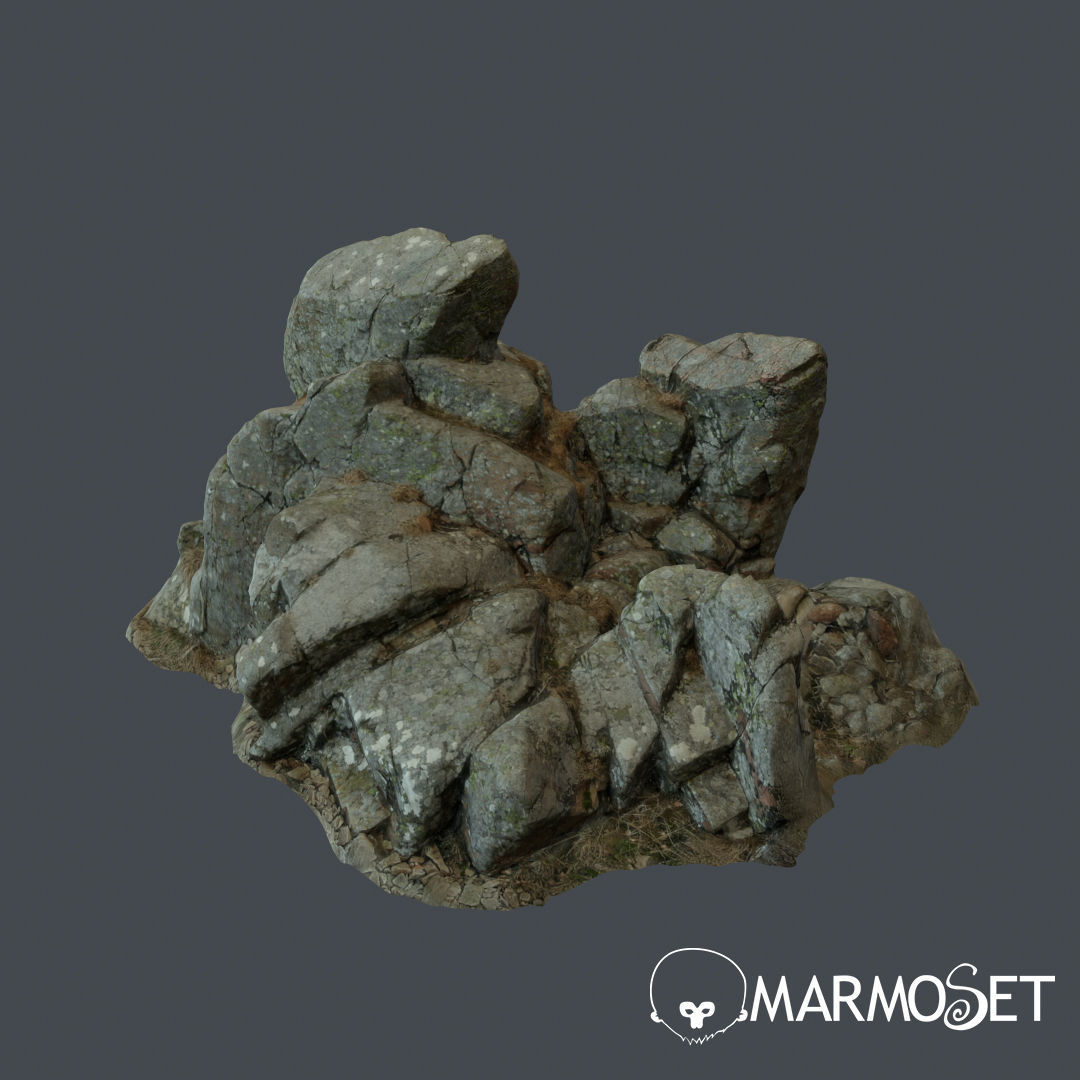 3d scanned rock cliff C Low-poly 3D model_2