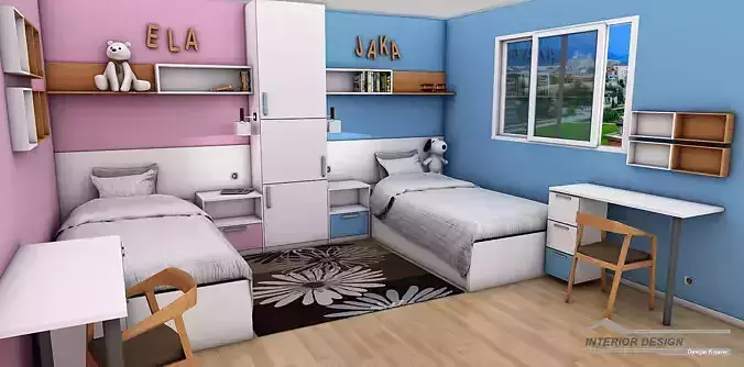 child room design Low-poly 3D model