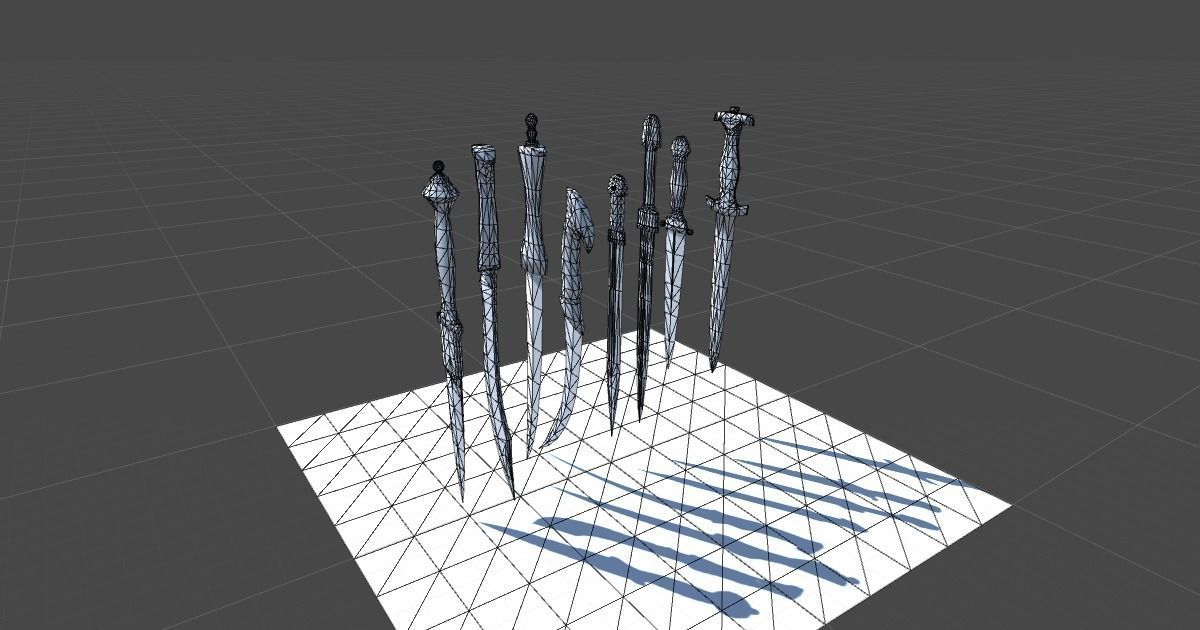 Realistic set of daggers Low-poly 3D model_2