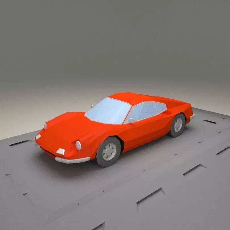 Ferrari Dino 206 GT from 1968 Low-poly 3D model_0