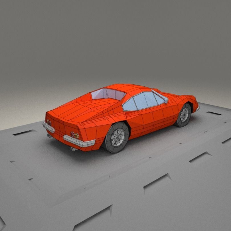 Ferrari Dino 206 GT from 1968 Low-poly 3D model_7