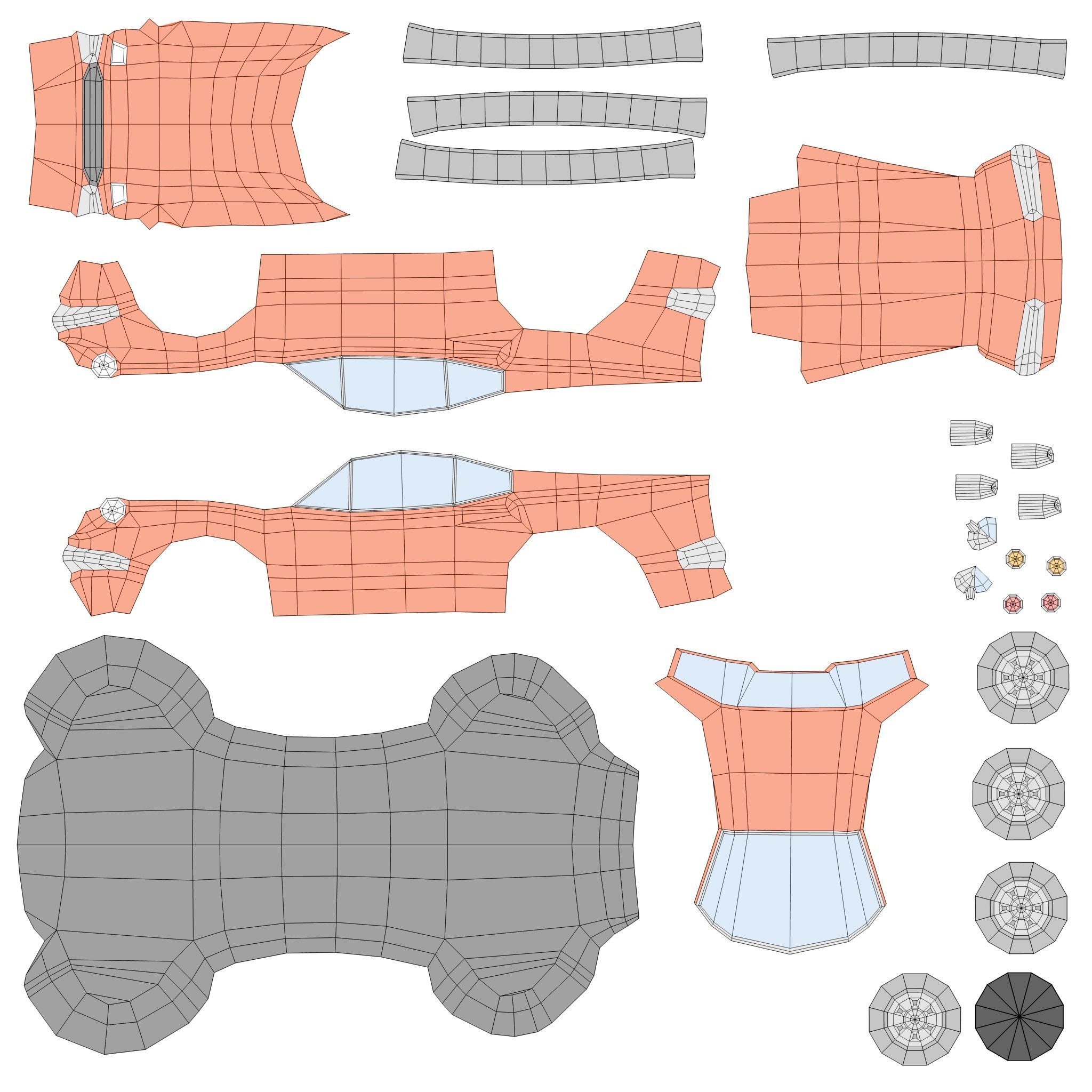 Ferrari Dino 206 GT from 1968 Low-poly 3D model_6