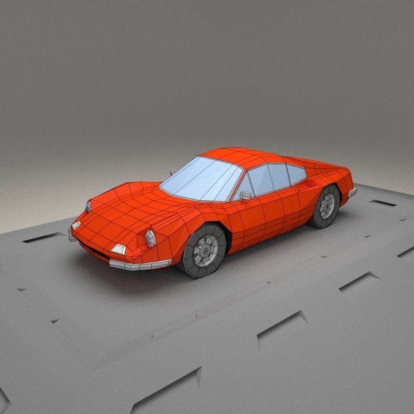 Ferrari Dino 206 GT from 1968 Low-poly 3D model_5