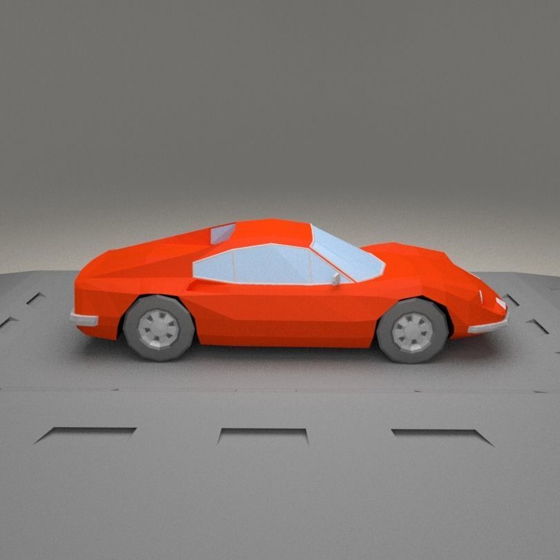 Ferrari Dino 206 GT from 1968 Low-poly 3D model_3