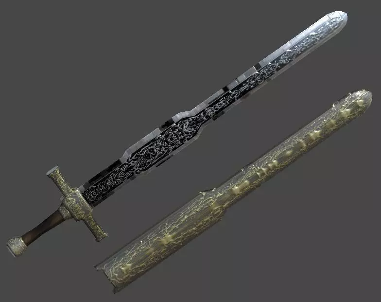 Long sword4 Low-poly 3D model_0