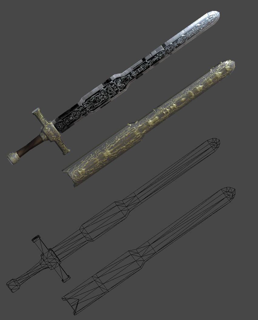 Long sword4 Low-poly 3D model_11