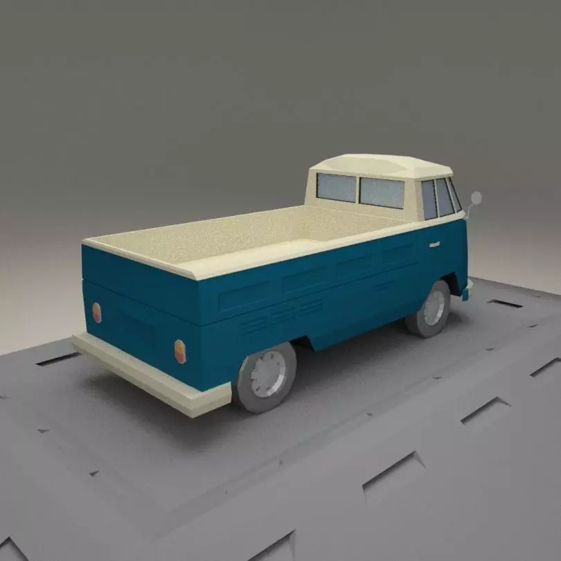 Volkswagen Transporter T2 from 1966 Low-poly 3D model_0