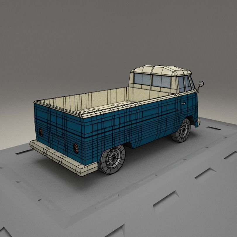Volkswagen Transporter T2 from 1966 Low-poly 3D model_7