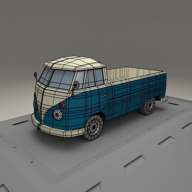 Volkswagen Transporter T2 from 1966 Low-poly 3D model_5