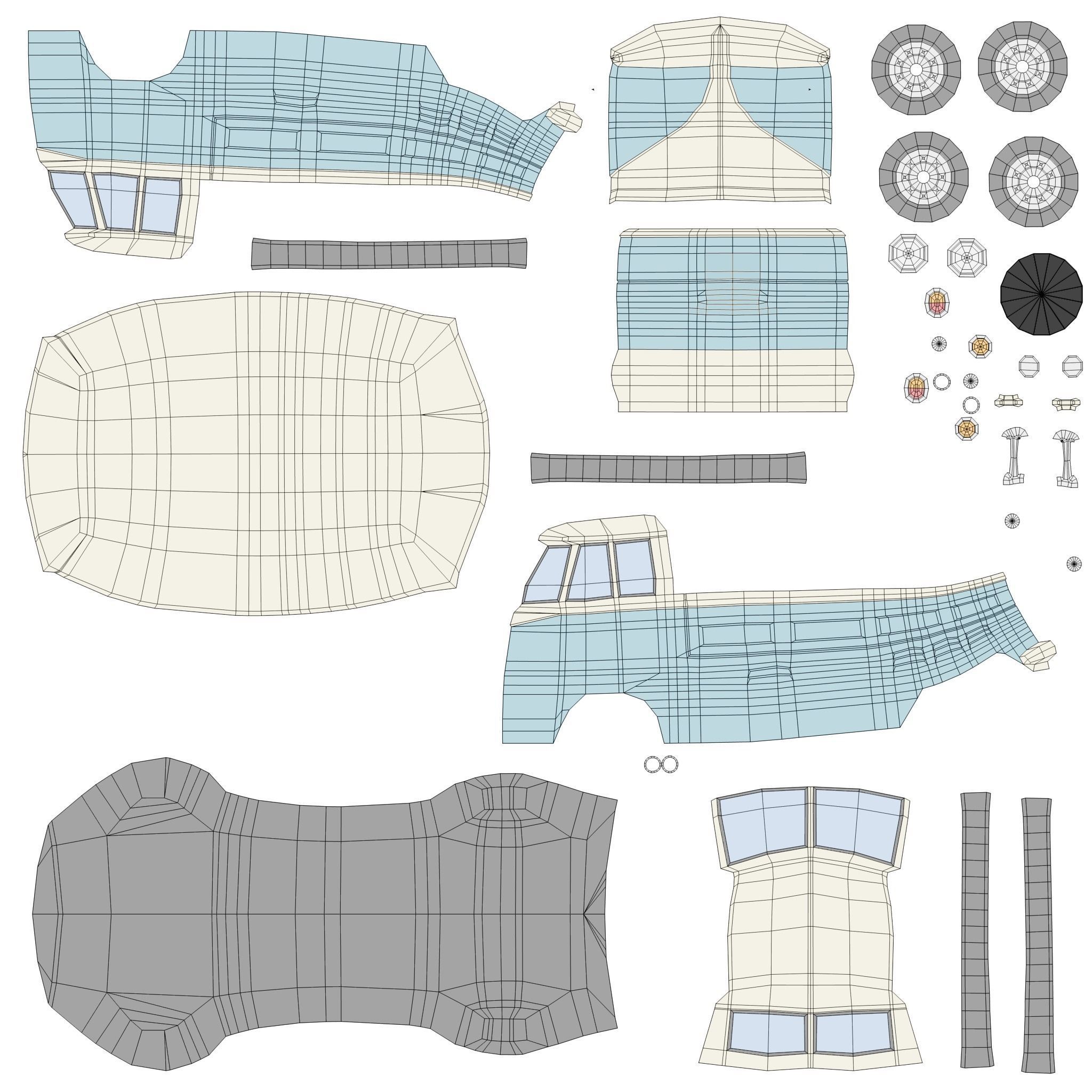 Volkswagen Transporter T2 from 1966 Low-poly 3D model_6