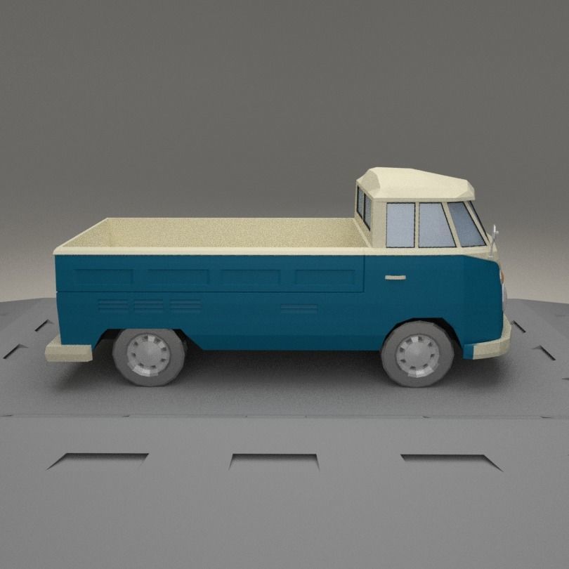 Volkswagen Transporter T2 from 1966 Low-poly 3D model_2