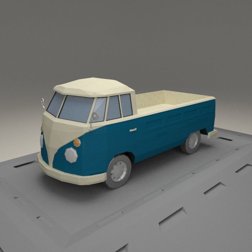 Volkswagen Transporter T2 from 1966 Low-poly 3D model_1