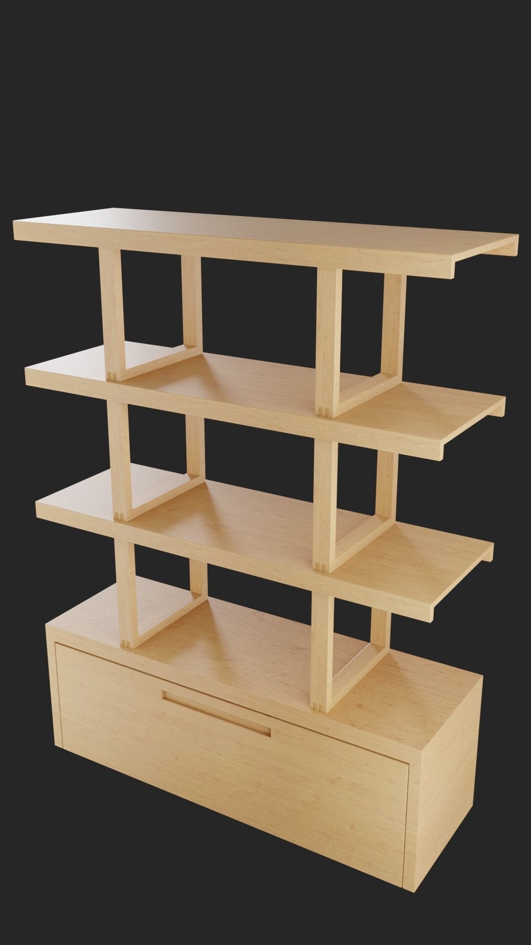shelf bookcase with shelves and drawers 3D model_5
