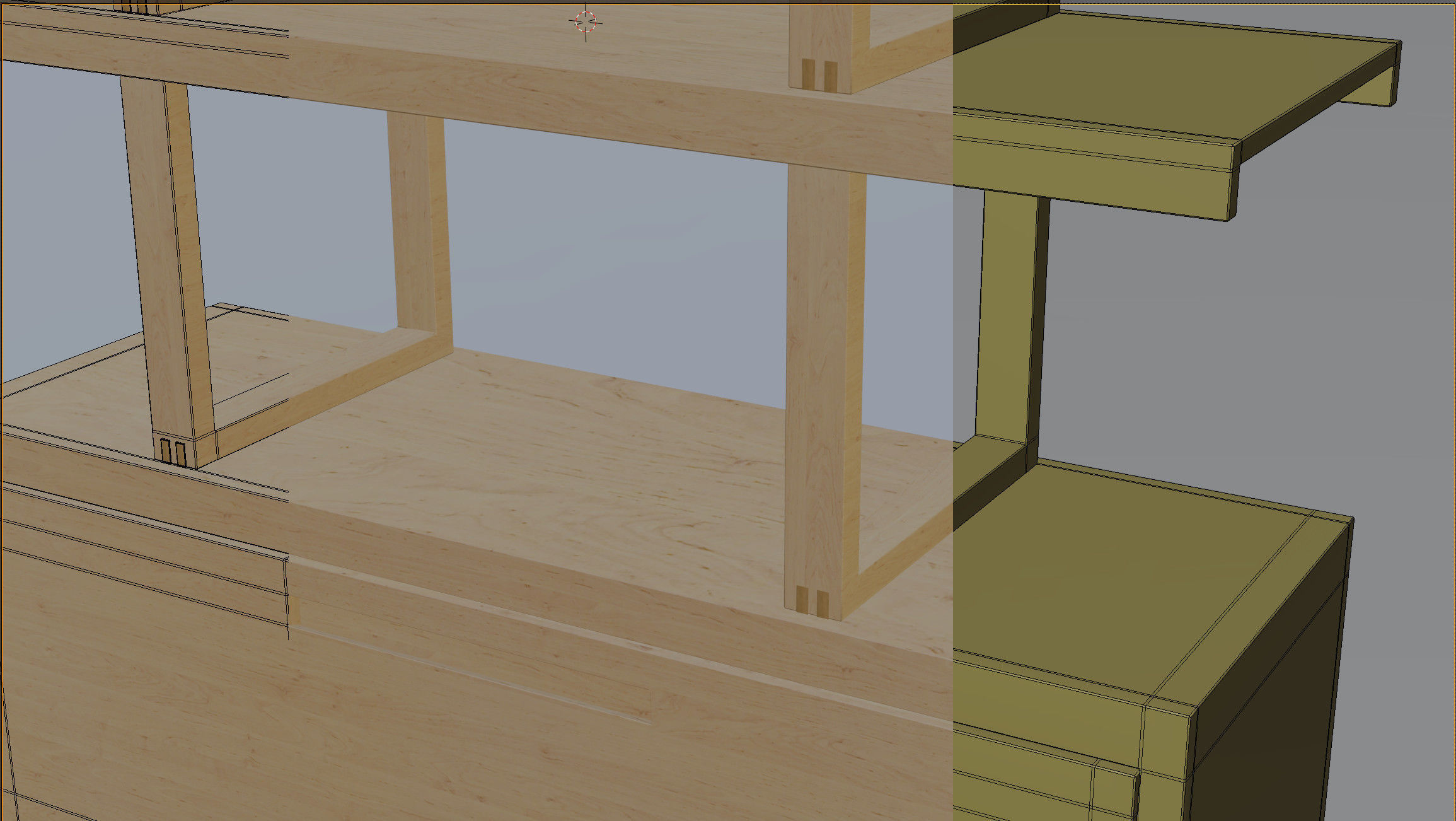shelf bookcase with shelves and drawers 3D model_4