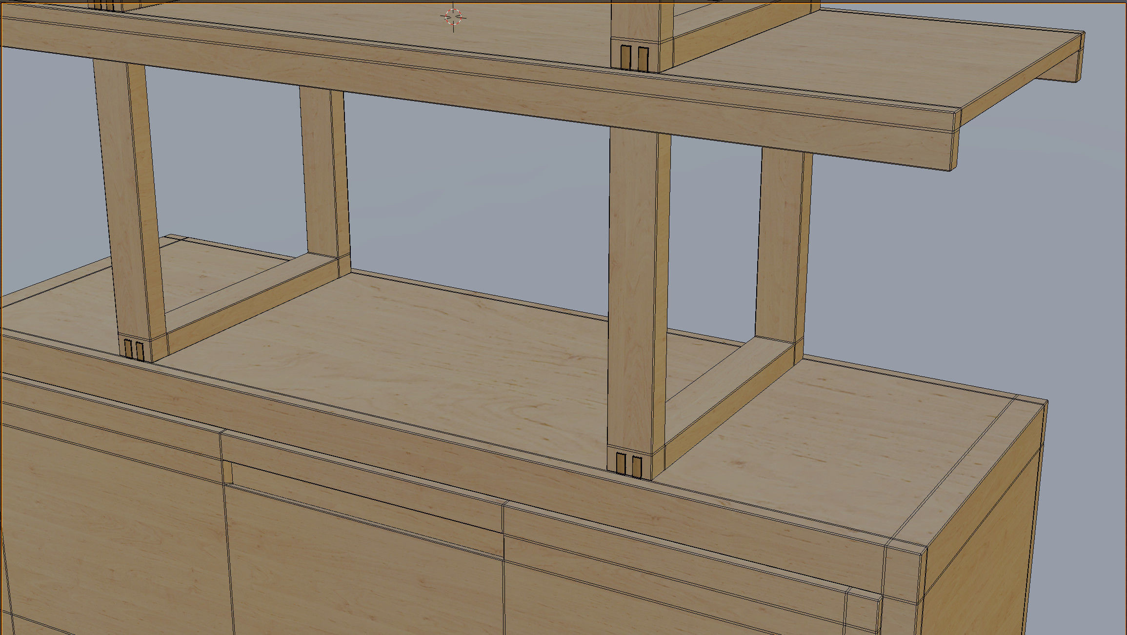 shelf bookcase with shelves and drawers 3D model_2