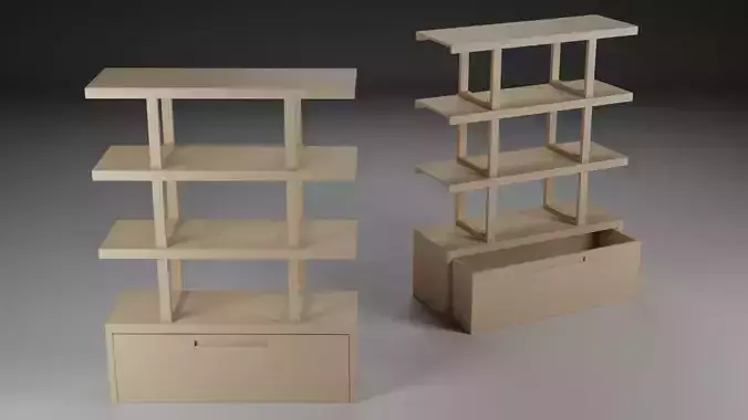 shelf bookcase with shelves and drawers 3D model