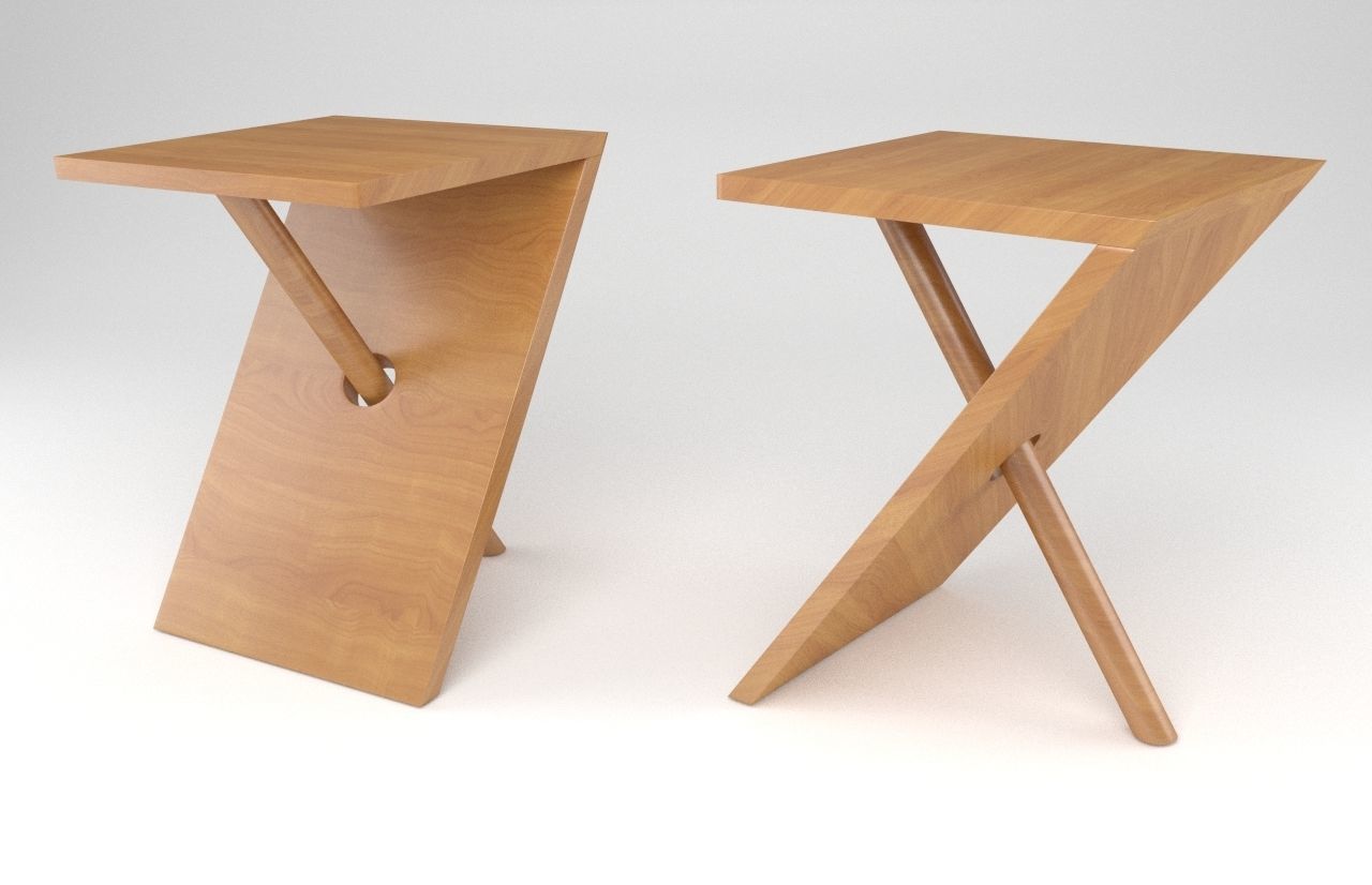 Chair x side table Low-poly 3D model_1