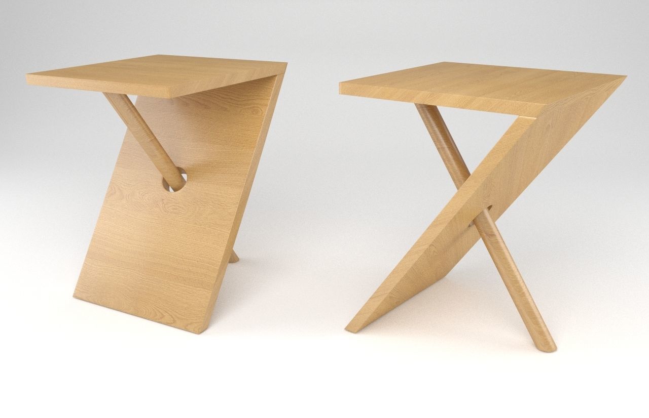 Chair x side table Low-poly 3D model_2