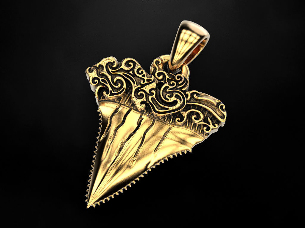 Pendant Shark tooth 3D print model_6