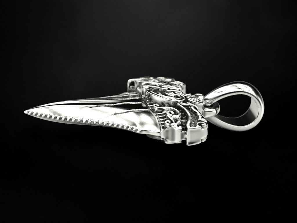 Pendant Shark tooth 3D print model_3
