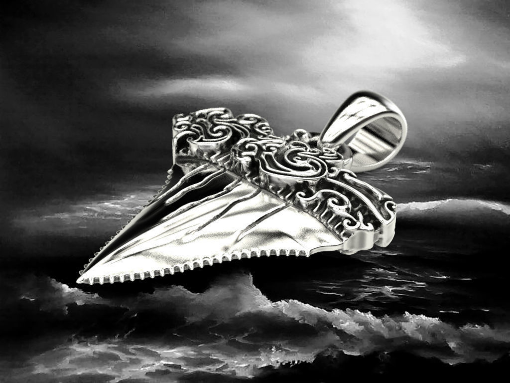 Pendant Shark tooth 3D print model_12