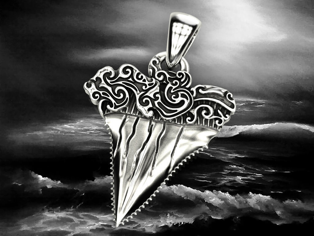 Pendant Shark tooth 3D print model_10