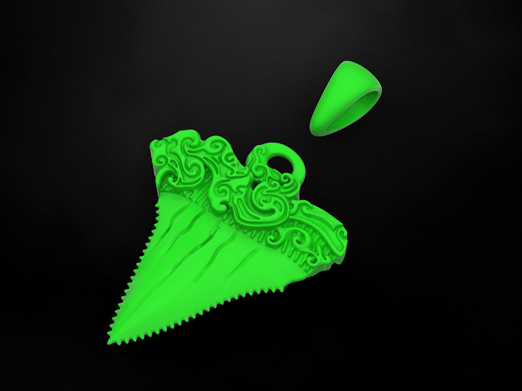 Pendant Shark tooth 3D print model_4