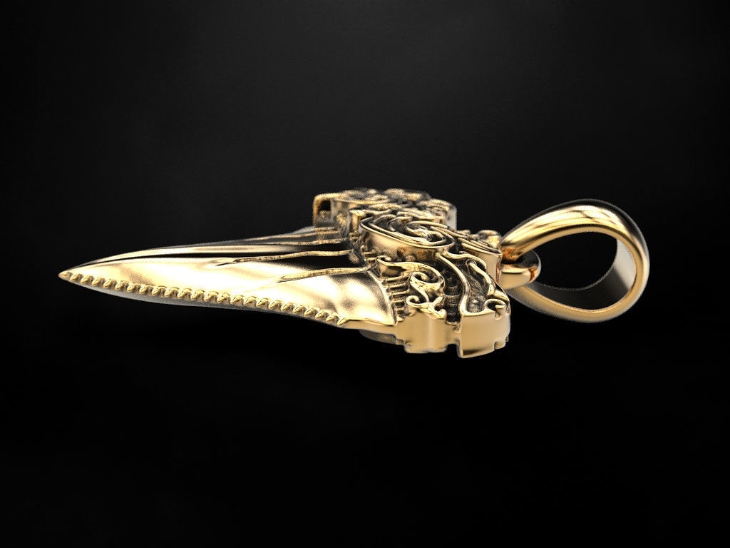 Pendant Shark tooth 3D print model_9