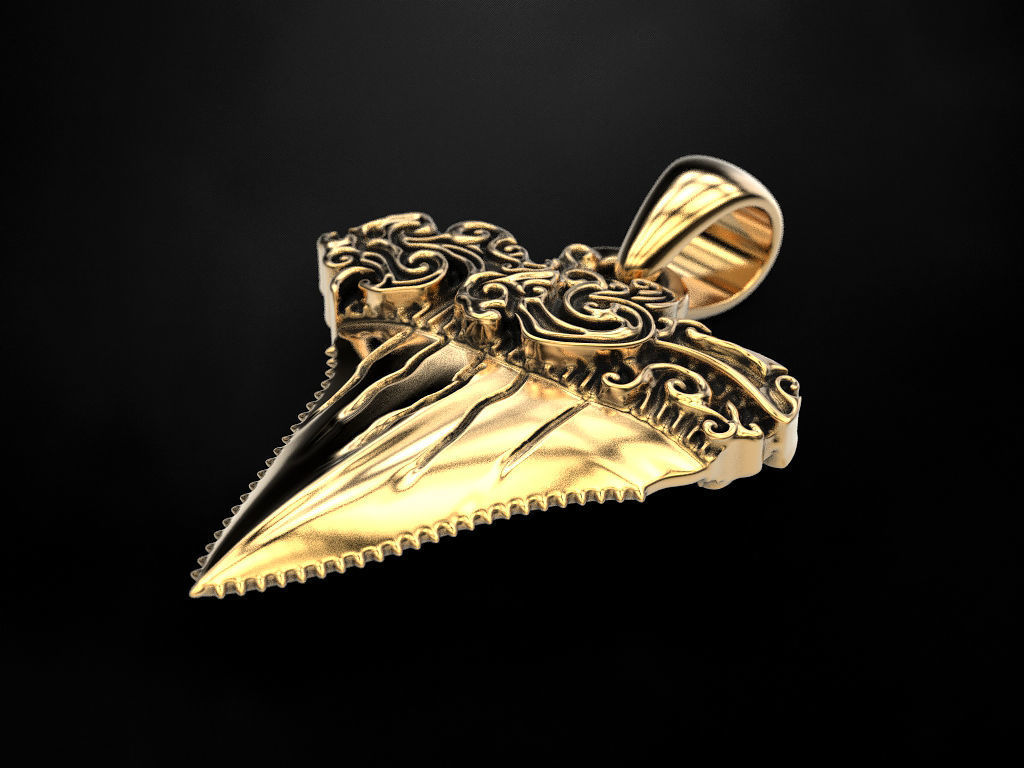 Pendant Shark tooth 3D print model_8