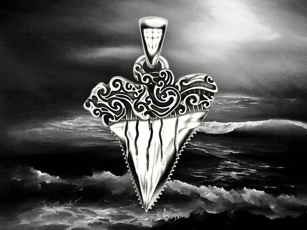Pendant Shark tooth 3D print model_11