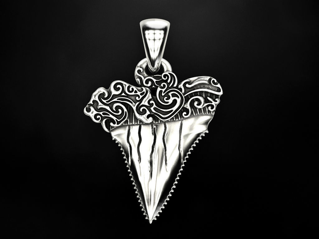 Pendant Shark tooth 3D print model_1