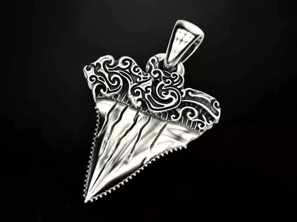 Pendant Shark tooth 3D print model_0