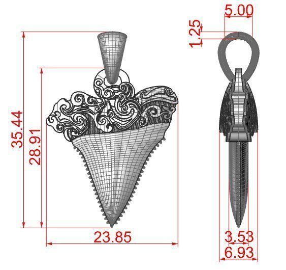Pendant Shark tooth 3D print model_5