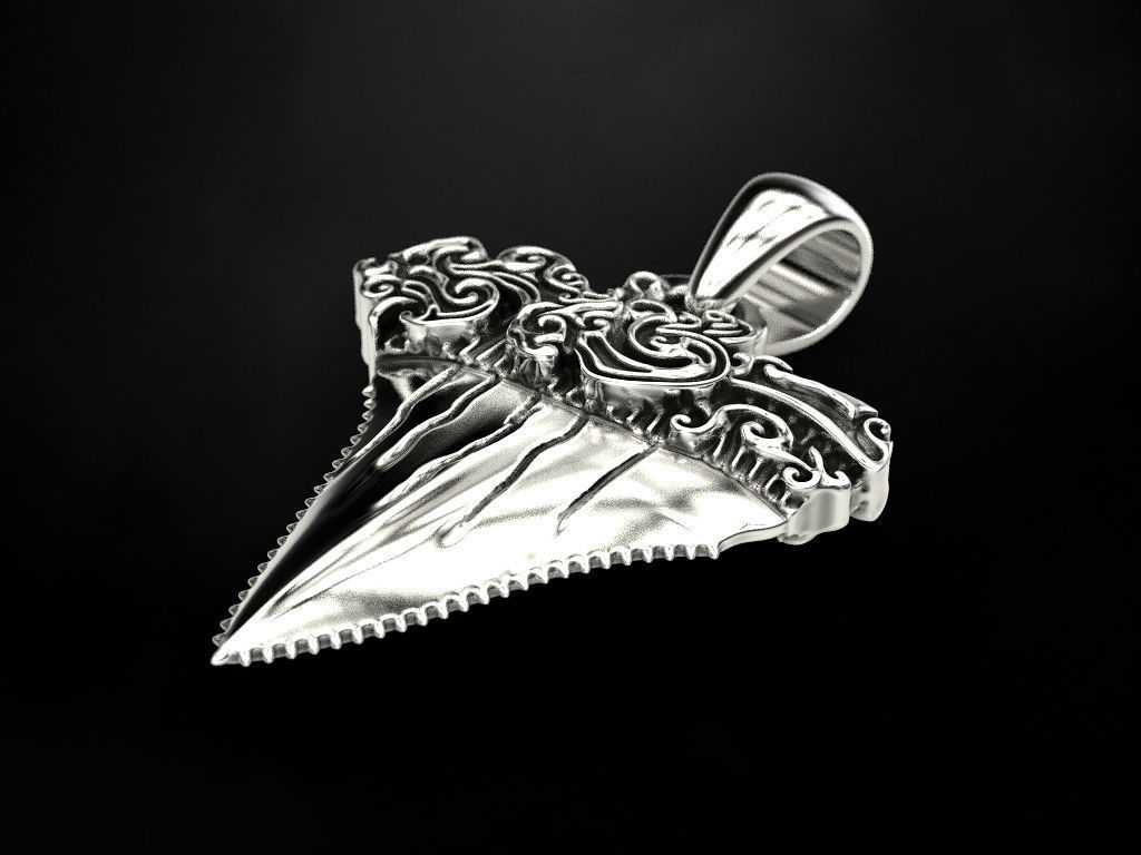 Pendant Shark tooth 3D print model_2