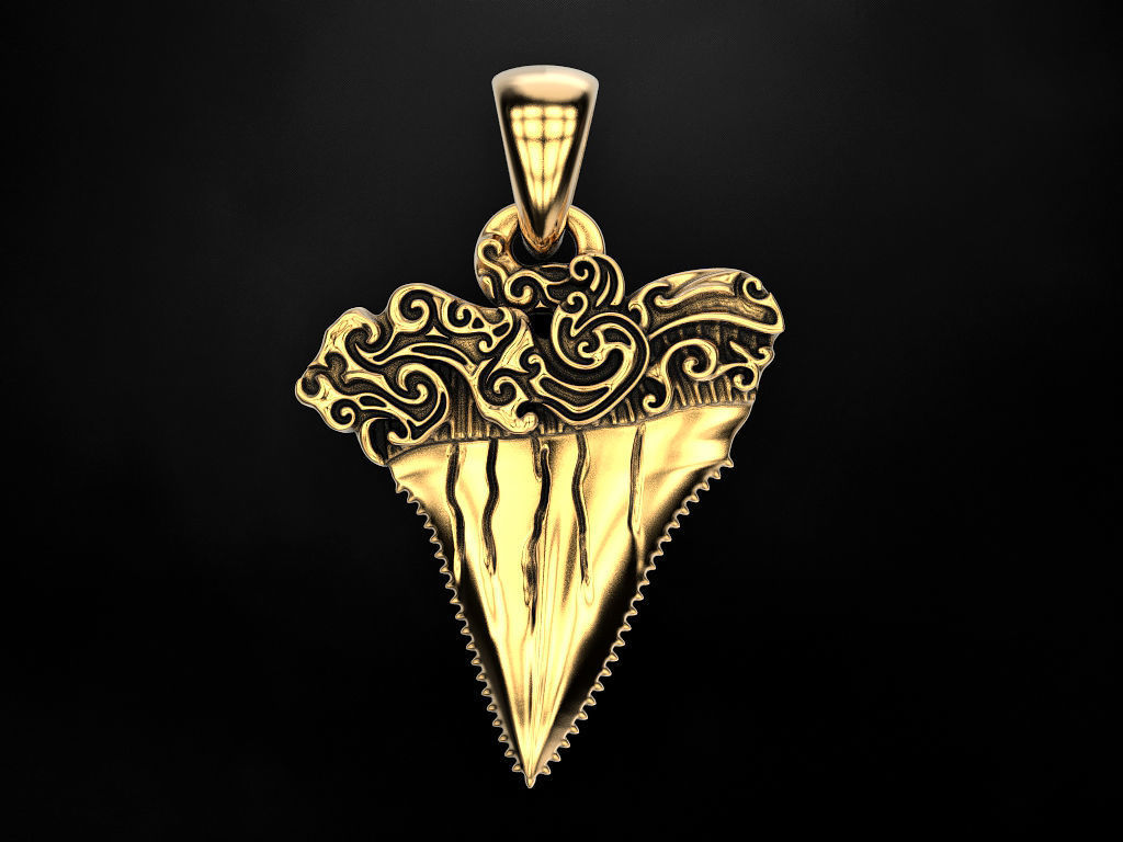 Pendant Shark tooth 3D print model_7