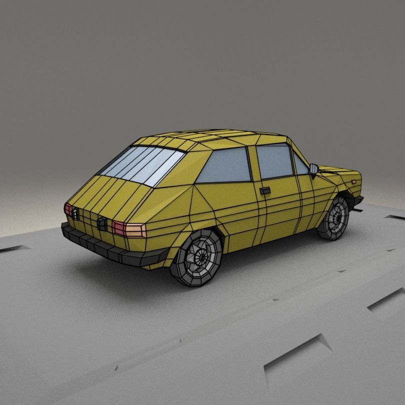 Fiat 127 A from 1971 Low-poly 3D model_8