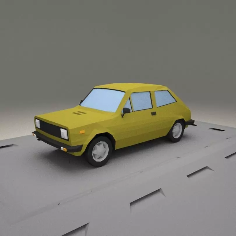 Fiat 127 A from 1971 Low-poly 3D model_0
