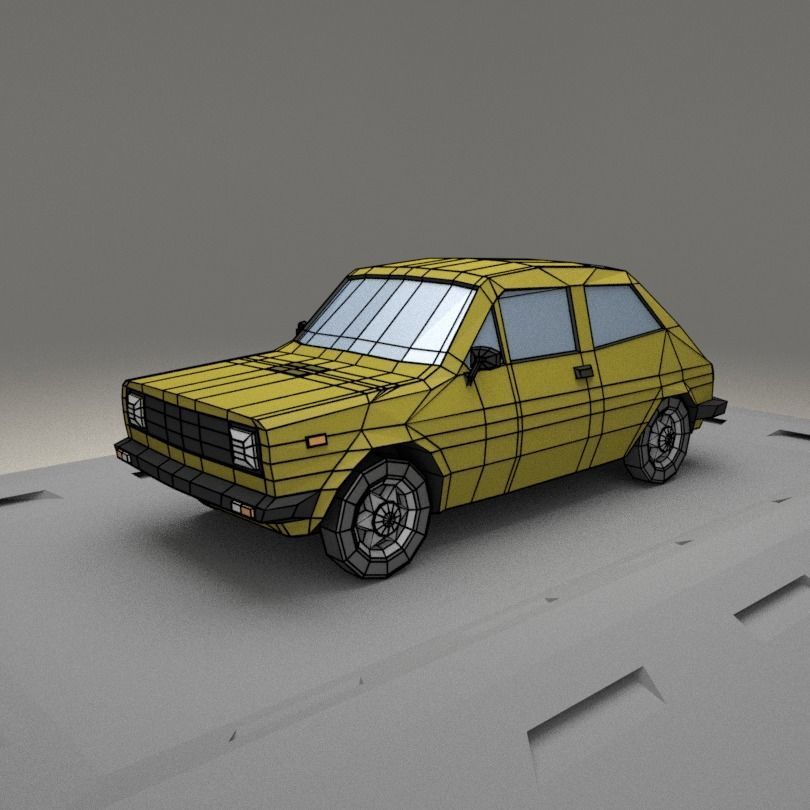 Fiat 127 A from 1971 Low-poly 3D model_7