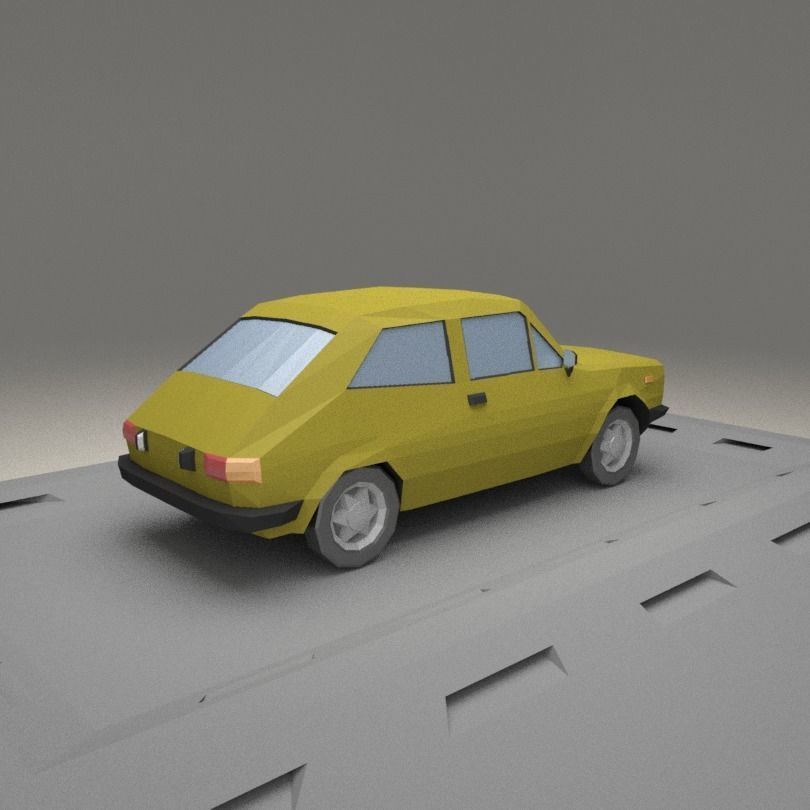 Fiat 127 A from 1971 Low-poly 3D model_4