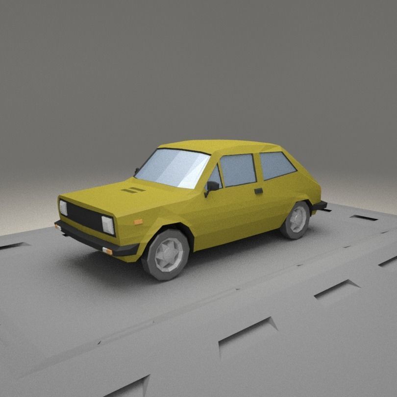 Fiat 127 A from 1971 Low-poly 3D model_5