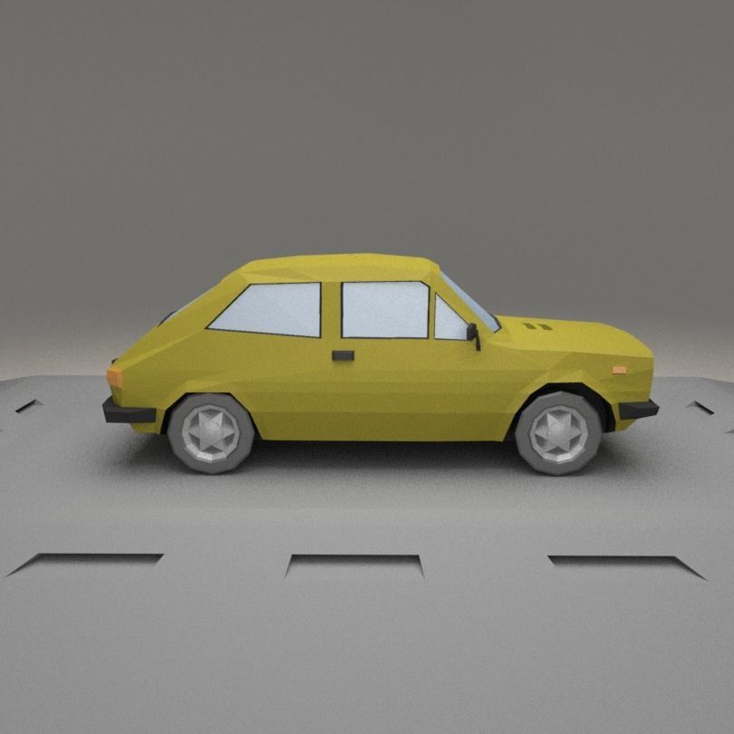 Fiat 127 A from 1971 Low-poly 3D model_6