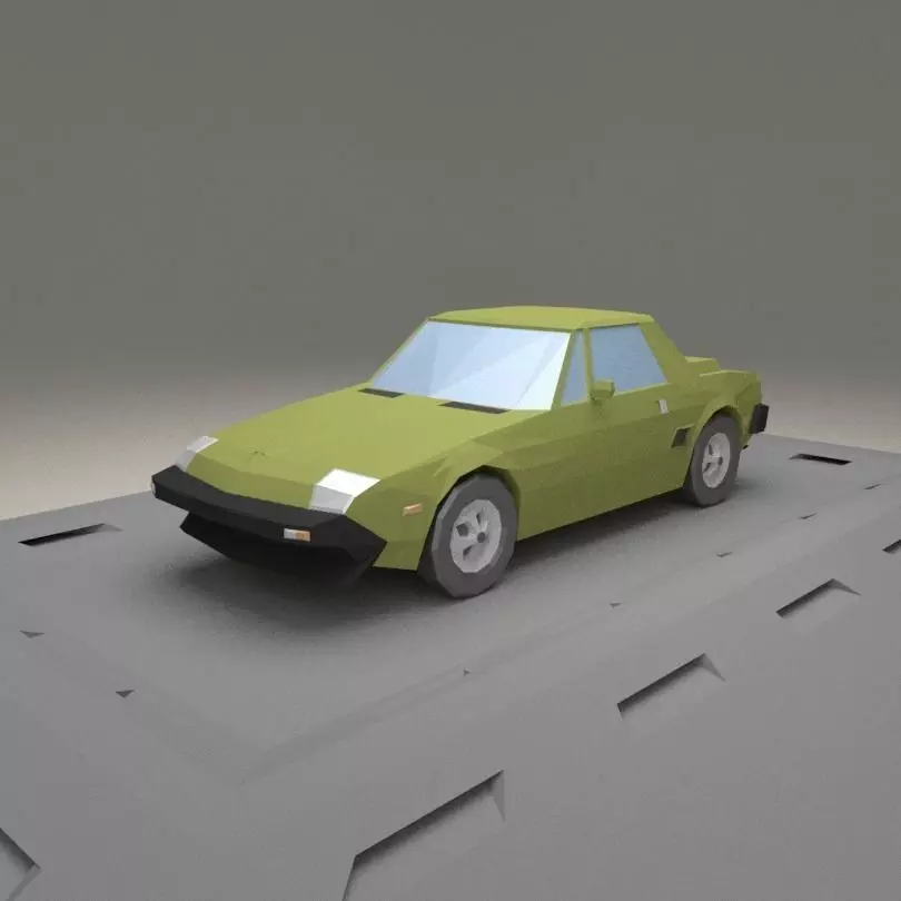 Fiat X1-9 from 1972 Low-poly 3D model_0