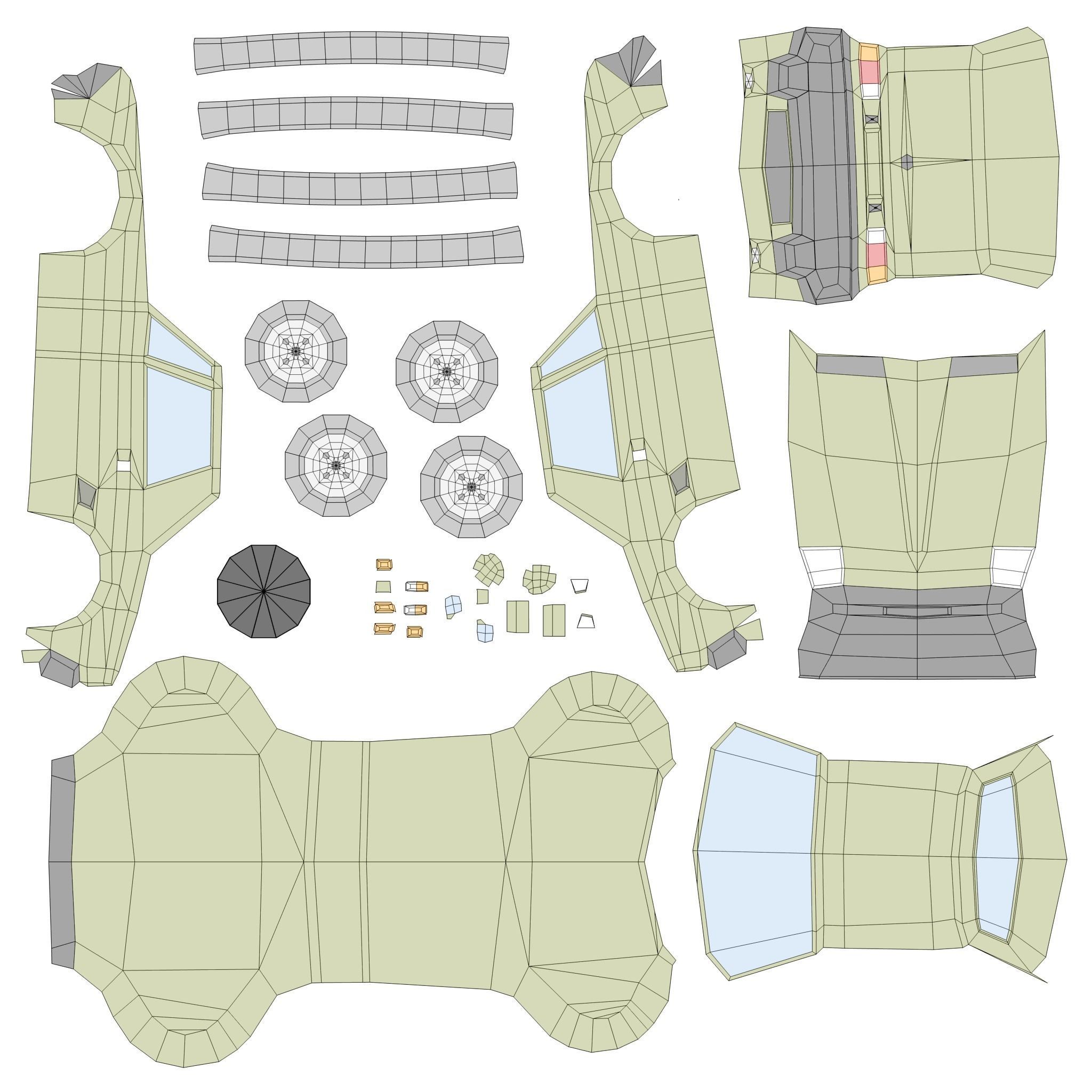Fiat X1-9 from 1972 Low-poly 3D model_7