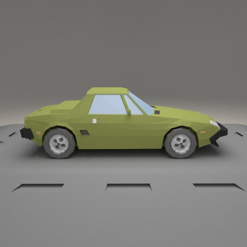 Fiat X1-9 from 1972 Low-poly 3D model_2