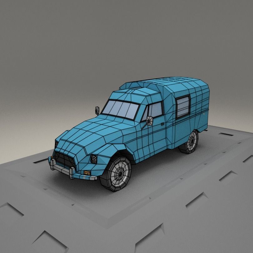Citroen Acadiane from 1985 Low-poly 3D model_5