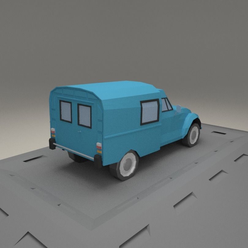 Citroen Acadiane from 1985 Low-poly 3D model_1