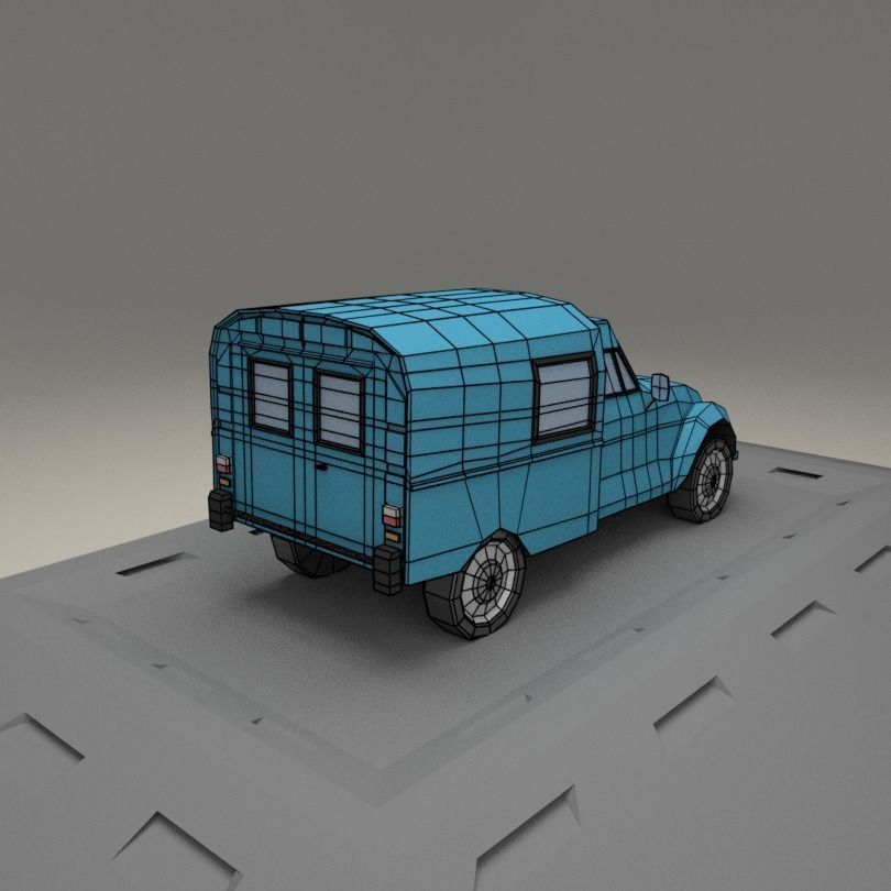 Citroen Acadiane from 1985 Low-poly 3D model_6
