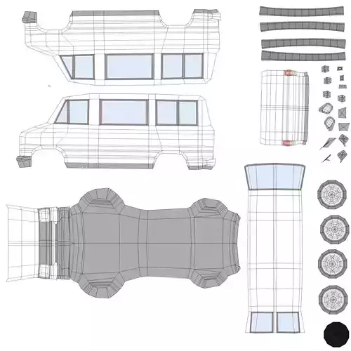 Fiat Ducato from 1985 Low-poly 3D model